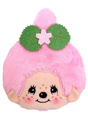NEW SEKIGUCHI Monchhichi-Chan Sakura Mochi Pink Plush Coin Bag
